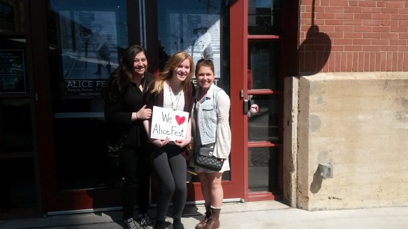 Filmmaker Julia Boyd (center) with Delaney McHugo (left) and Catherine Leonard (right.)